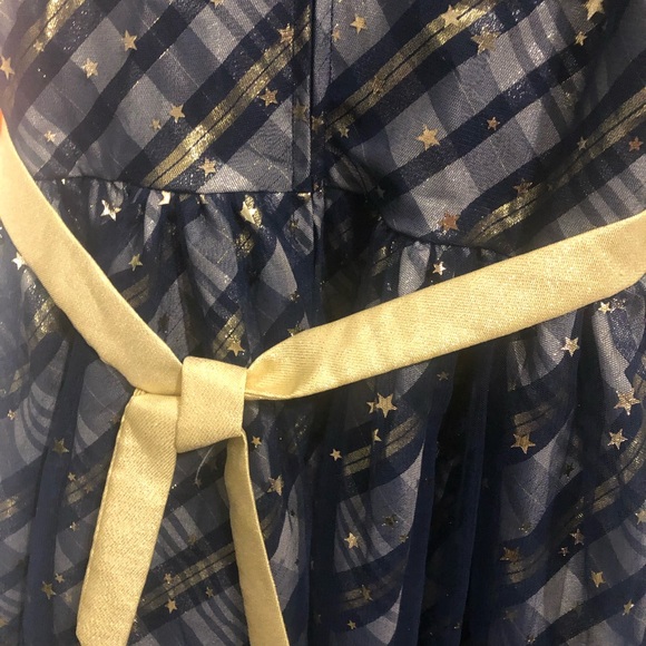 NWT girls size 10 holiday special occasion dress, navy, gold, metallic s… - Picture 4 of 8